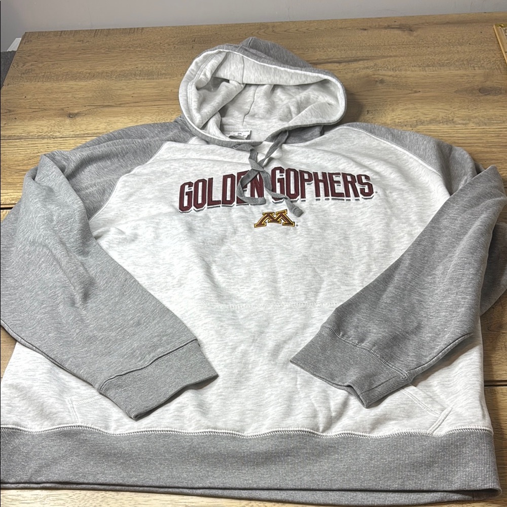 Men’s Champion Gray and White Minnesota Golden Gophers Hoodie Size 2XL
